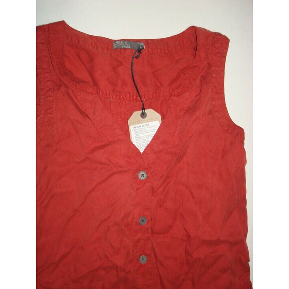 New Womens NWT PrAna L Talton Dress Pockets Patina Red Buttons Soft Sleeveless - Picture 5 of 10